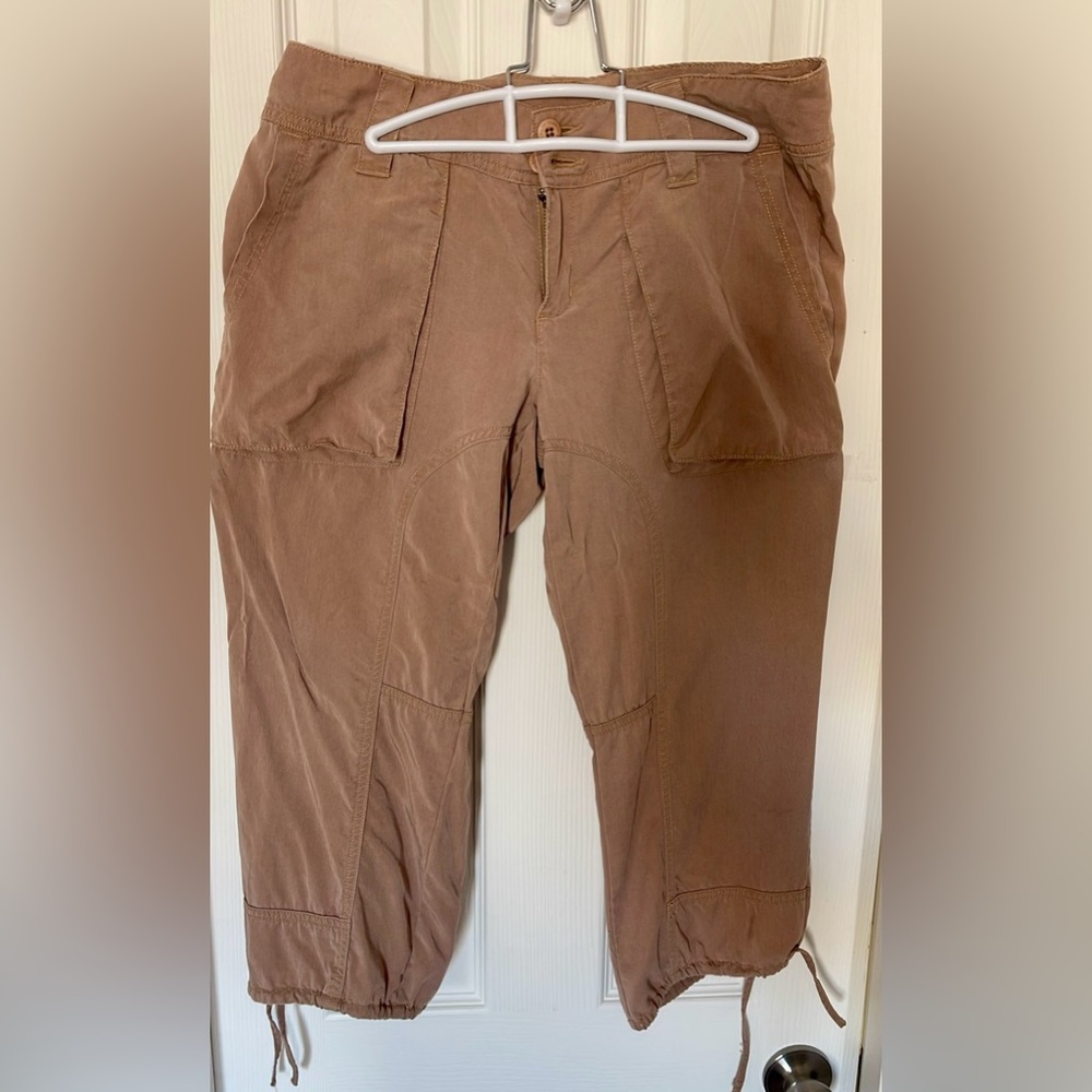 Rubbish Lyocell Brown Capri Cargo Pants